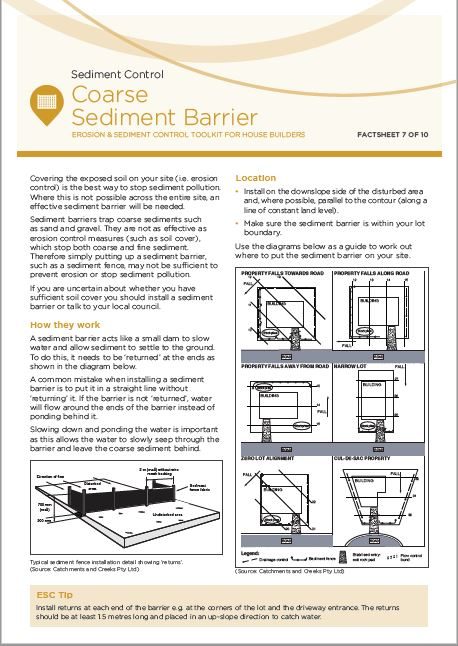 ESC Factsheet #7 Coarse Sediment Barrier